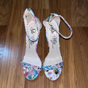 Multicolor ankle strap heels.. Worn once